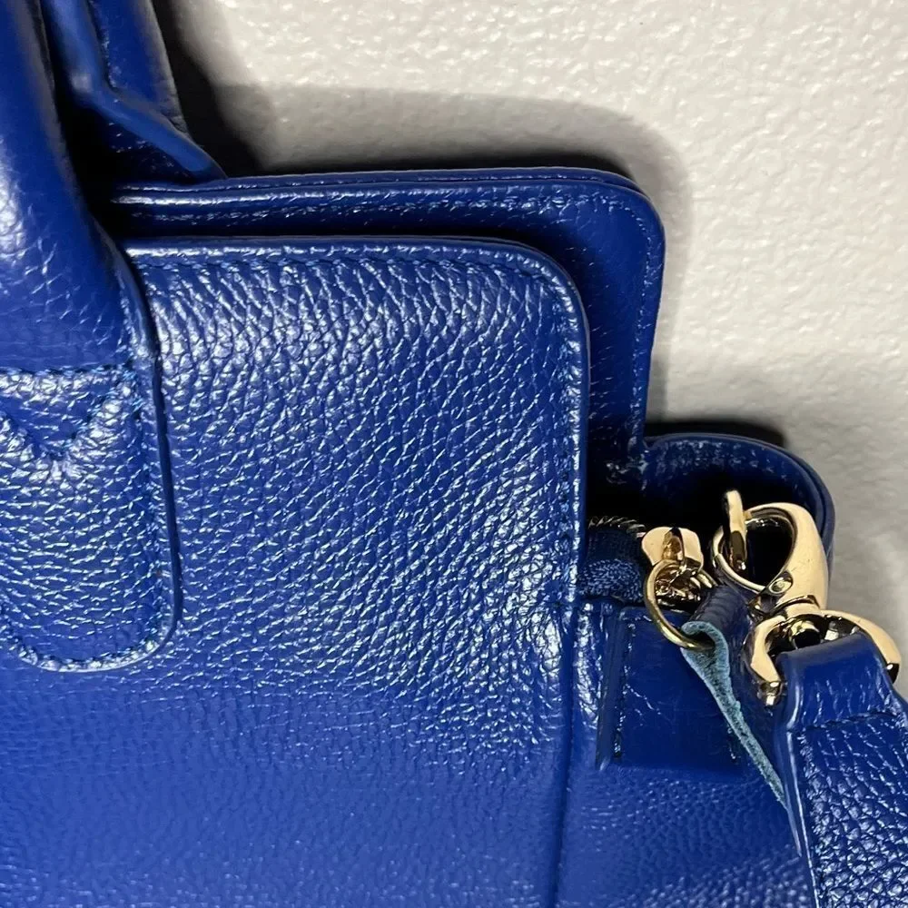 Rare Onna Ehrlich Bright Blue Pebbled Leather HandBag Purse With Tassel … - Picture 6 of 8